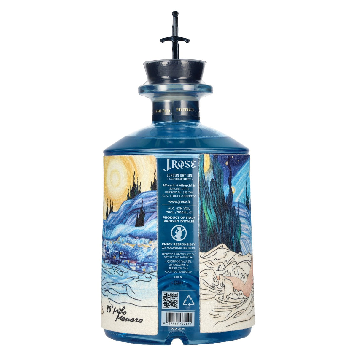 J. Rose London Dry Gin JR80 Limited Edition 43% ABV 0.7l with LED light sticker