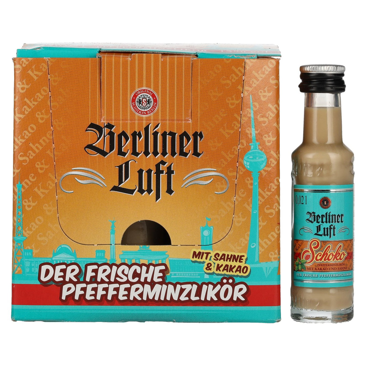 Berliner Luft SCHOKO De frisse pepermuntlikeur 15% Vol. 24x0,02l