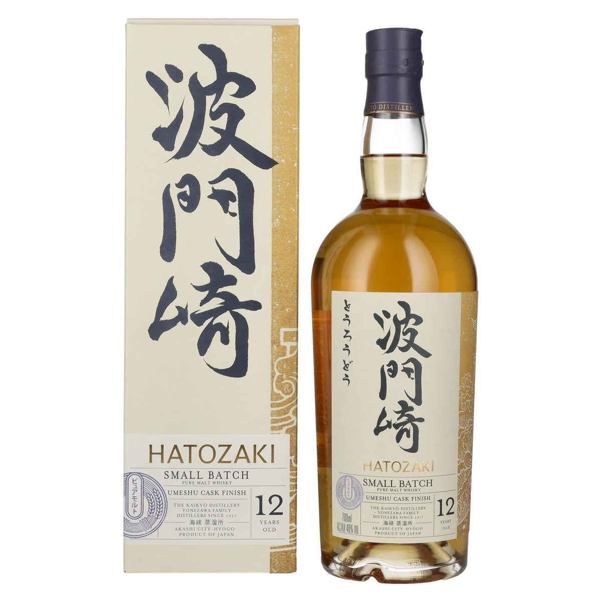 Hatozaki 12 ans d'âge SMALL BATCH, finition en fût d'umeshu, 46 % vol., 0,7 l, dans un coffret cadeau