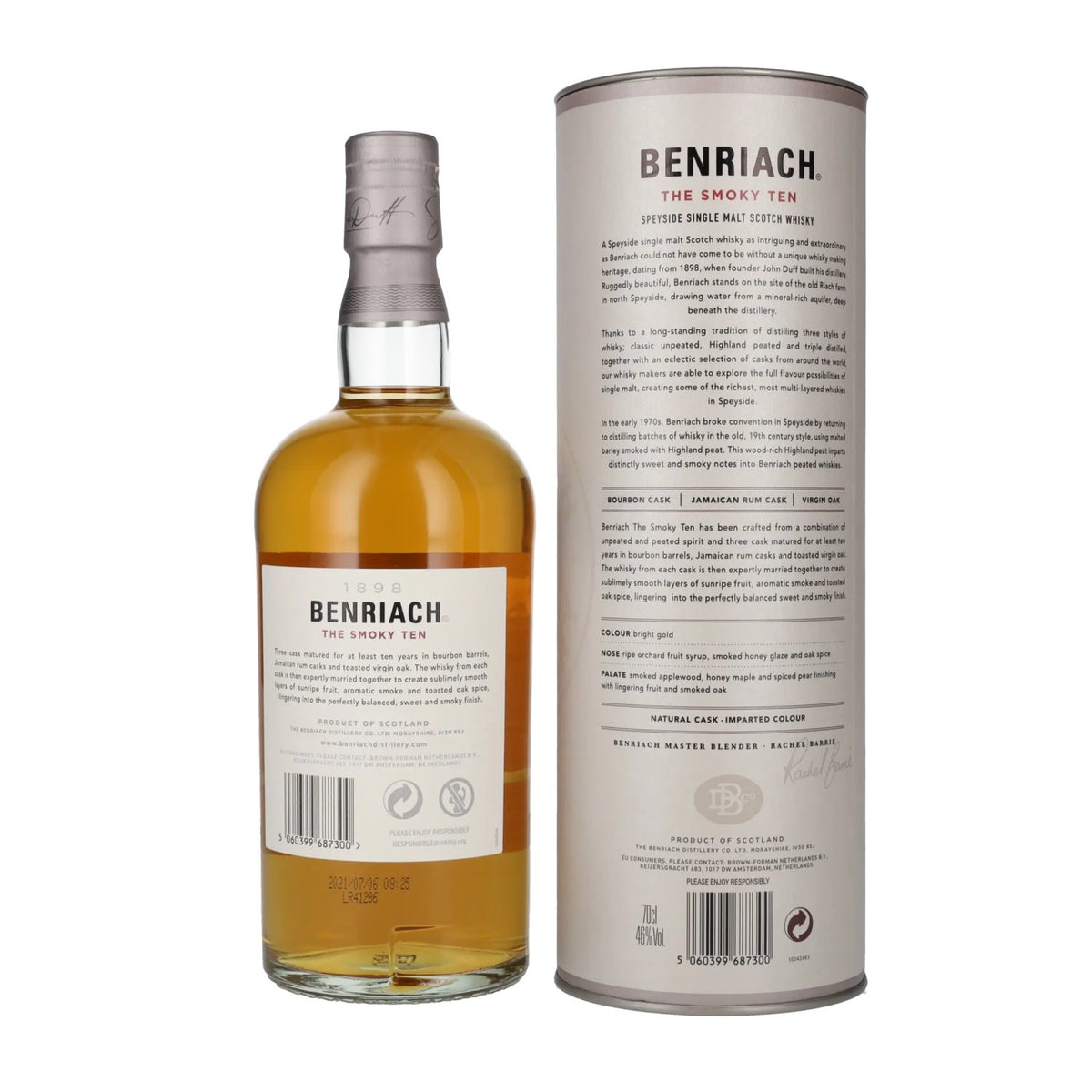 Benriach The SMOKY TEN Three Cask Gerijpt Speyside Single Malt 46% Vol. 0,7l in geschenkverpakking