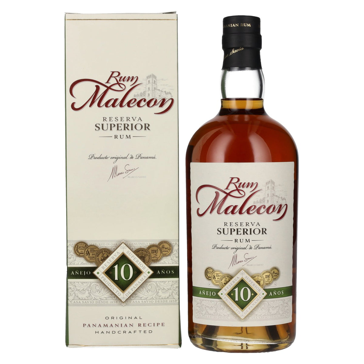 Rum Malecon Añejo 10 ans Reserva Superior 40 % vol., 0,7 l, dans un coffret cadeau