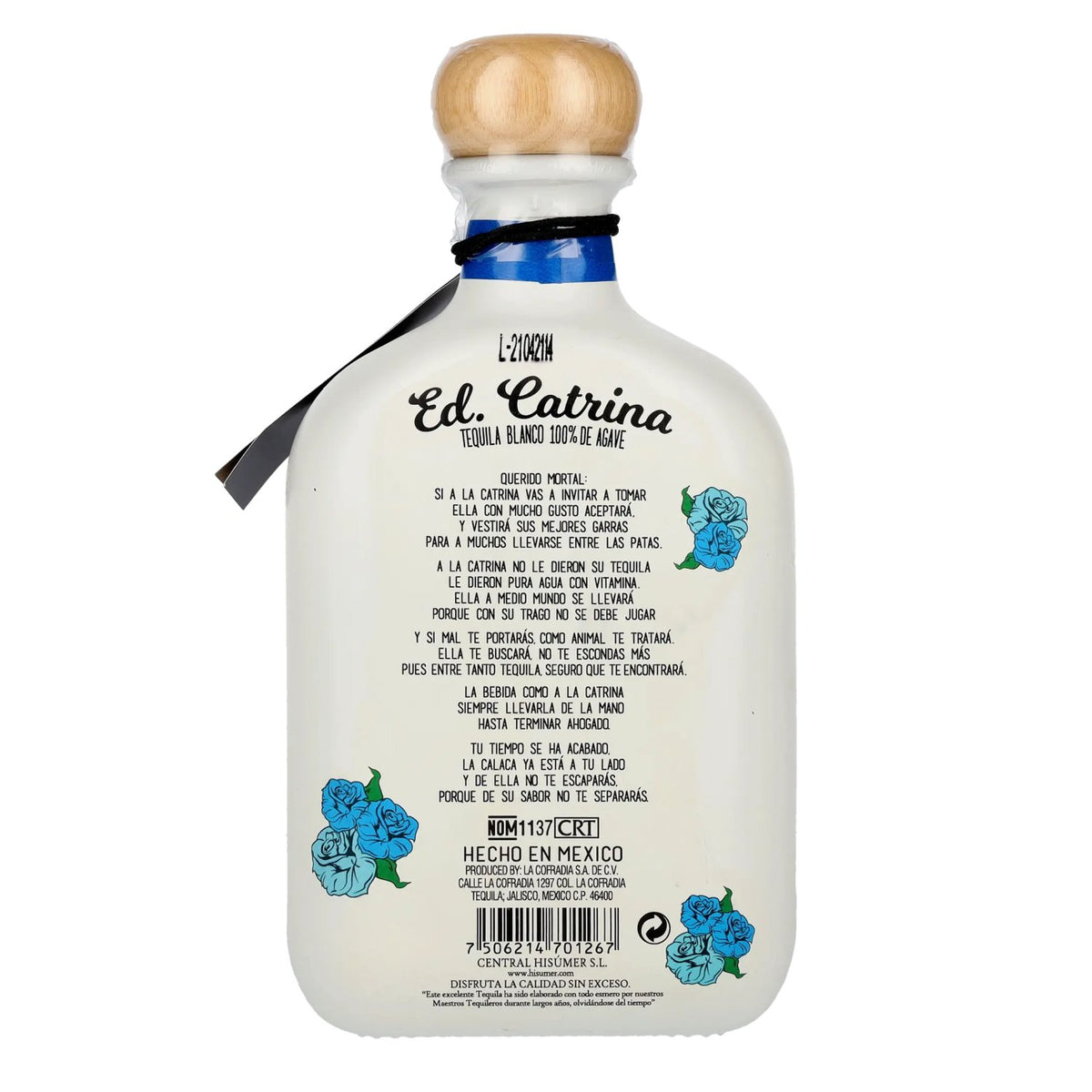 La Cofradia ED. CATRINA Tequila Blanco 100 % d'agave, 38 % vol., 0,7 l