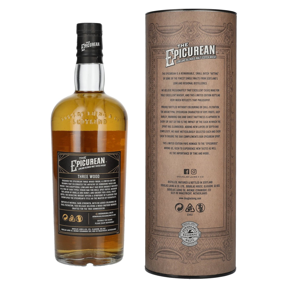 Douglas Laing THE EPICUREAN Three Wood Lowland Blended Malt 54,1% Vol. 0,7l in Geschenkbox