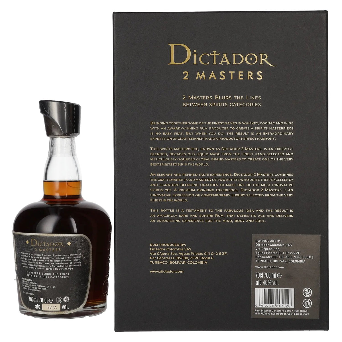 Dictador 2 MASTERS 1979/1982 Barton Colombian Aged Rum 46% Vol. 0,7l in Geschenkbox