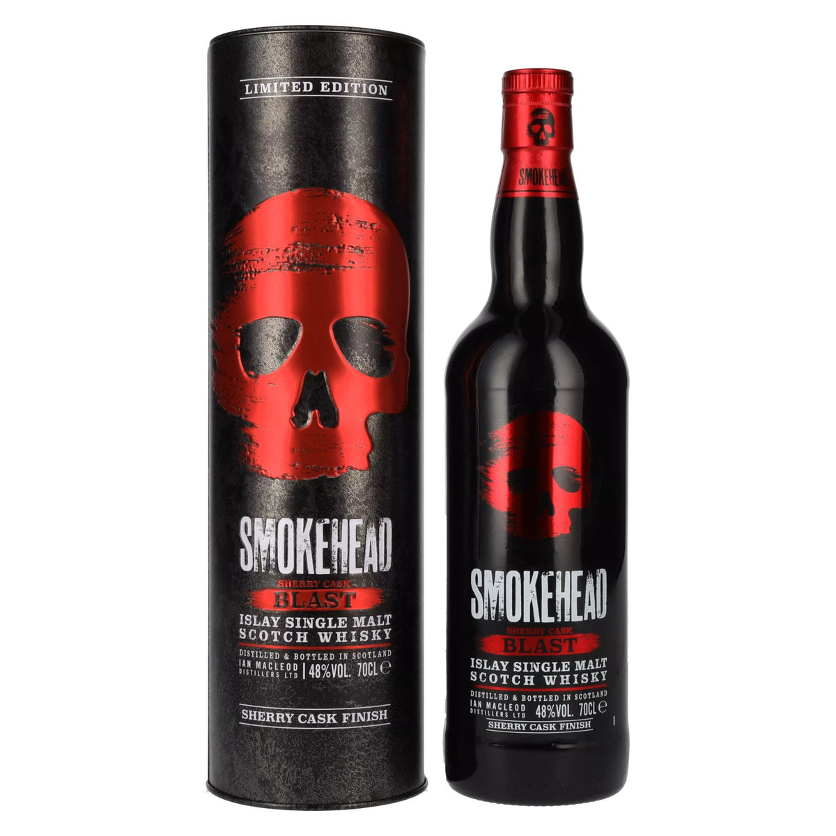 Smokehead SHERRY CASK BLAST Édition limitée 48 % vol. 0,7 l dans une boîte en fer-blanc