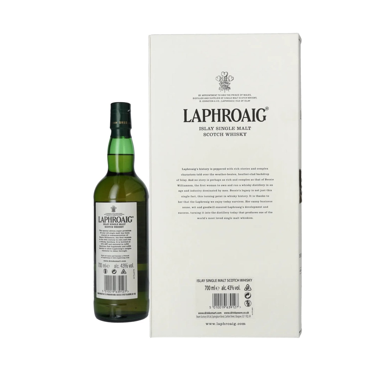 Laphroaig 25 Years Old THE BESSIE WILLIAMSON STORY Edition 2019 43% vol. 0,7l en boîte cadeau