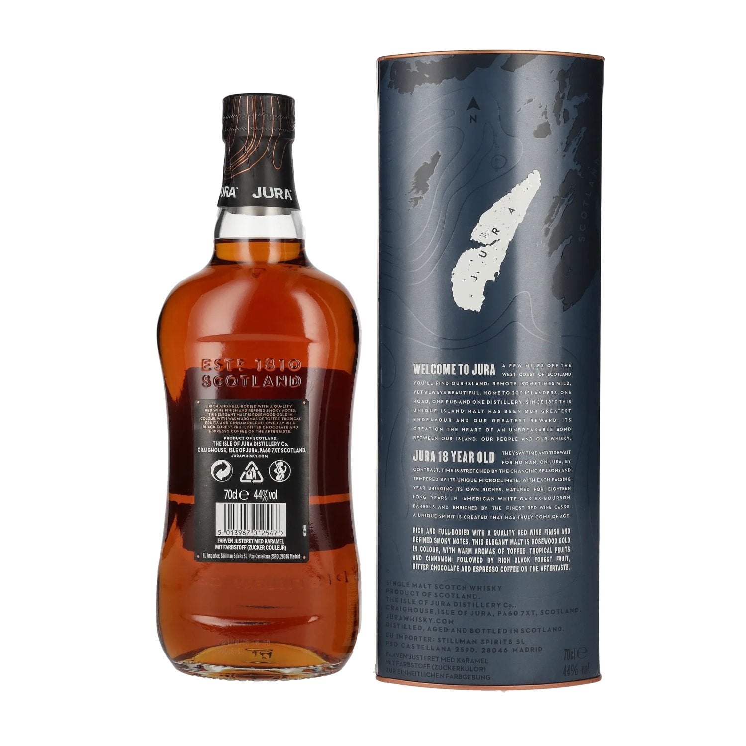 Jura 18 Years Old Single Malt Scotch Whisky 44% Vol. 0,7l in geschenkverpakking
