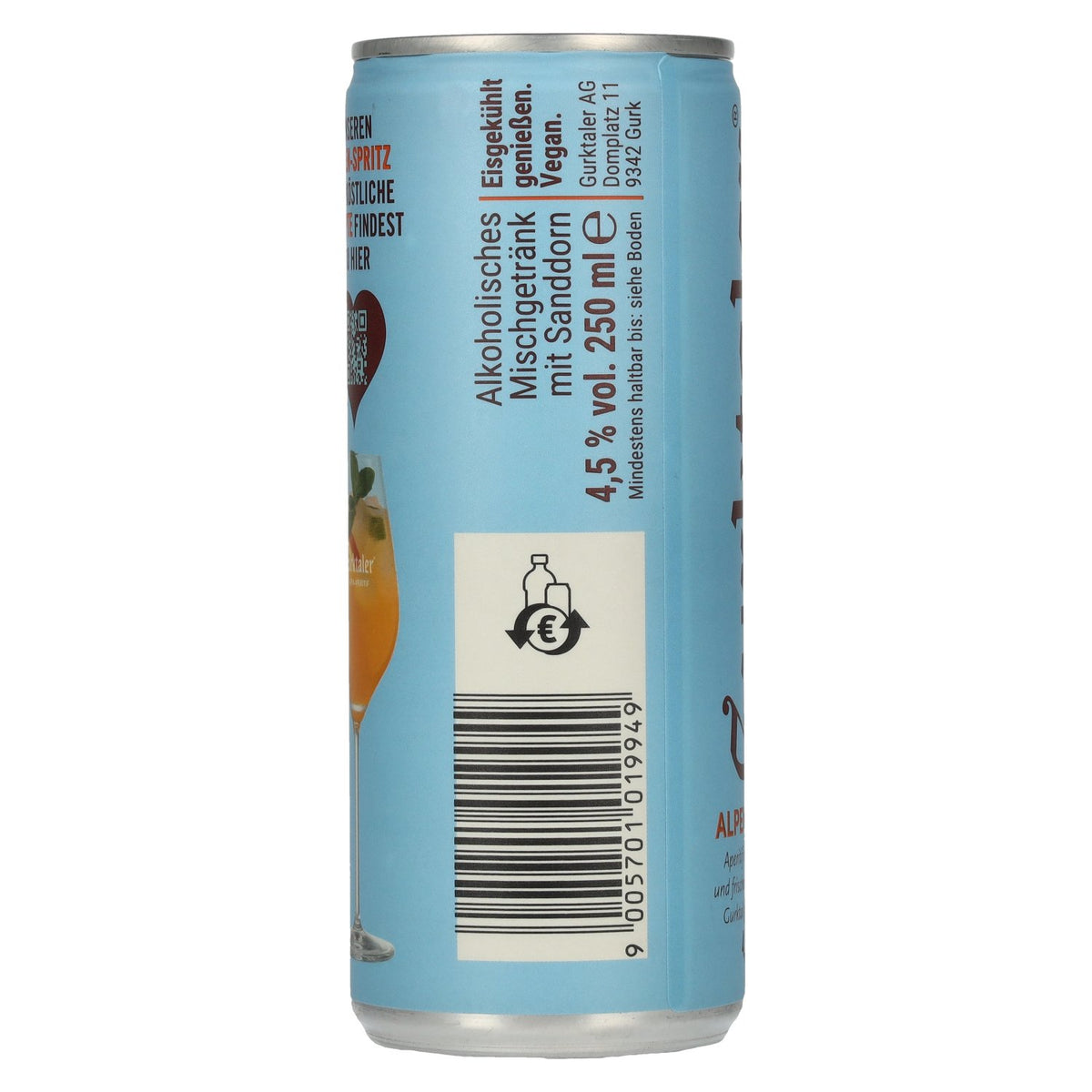 Gurktaler Alpen-Spritz aperitief 4,5% vol. 24 blikjes van 0,25 l, statiegeld