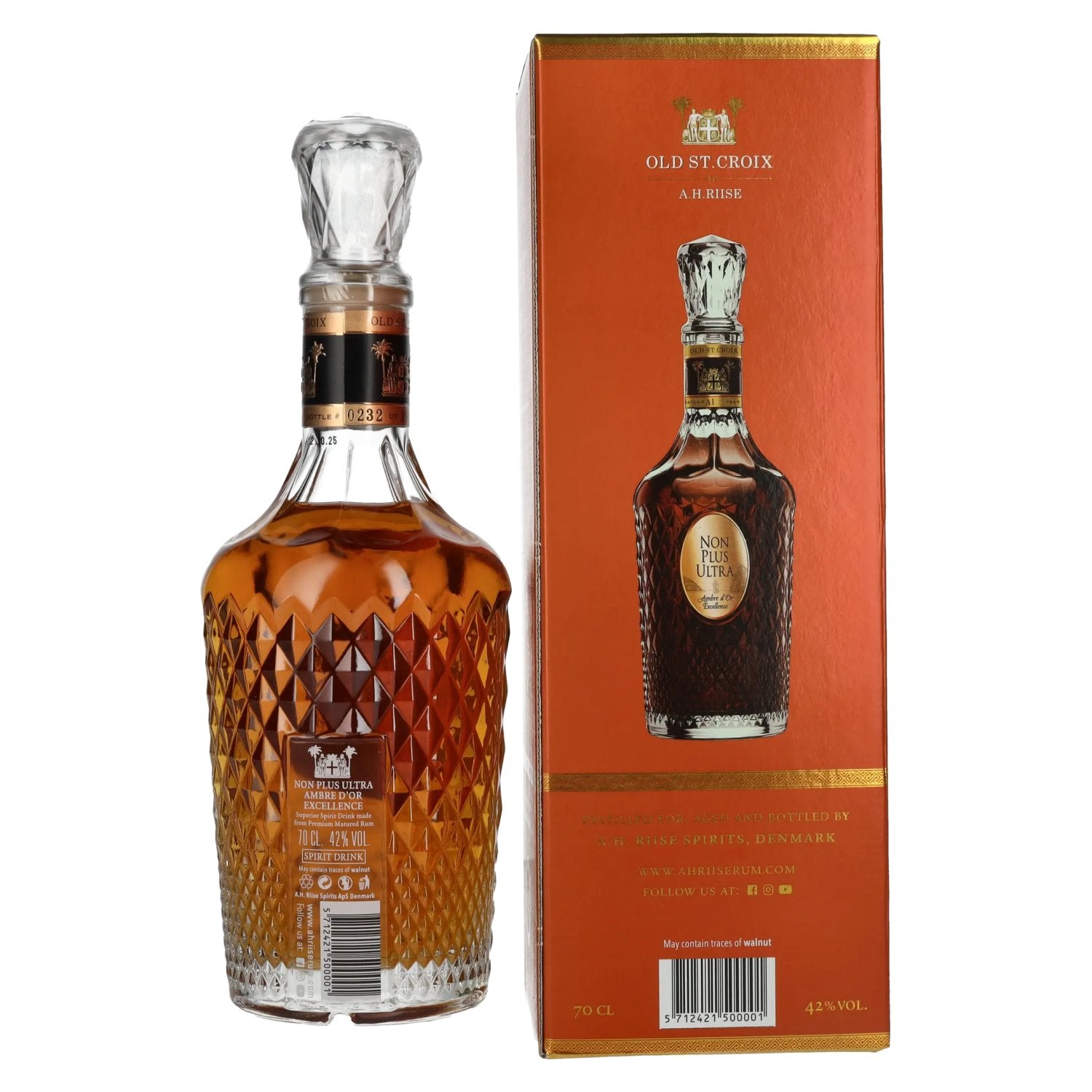 Oud St. Croix A.H. Riise NON PLUS ULTRA Ambre d'Or Excellence 42% Vol. 0,7l in geschenkverpakking