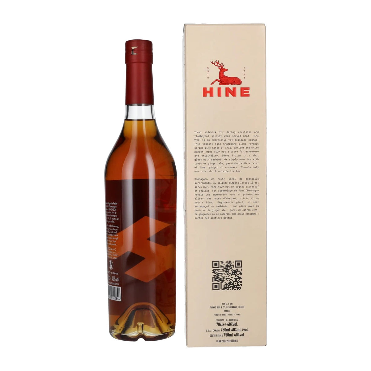 H by Hine VSOP Fine Champagne Cognac Design 40% vol. 0,7 l in geschenkverpakking