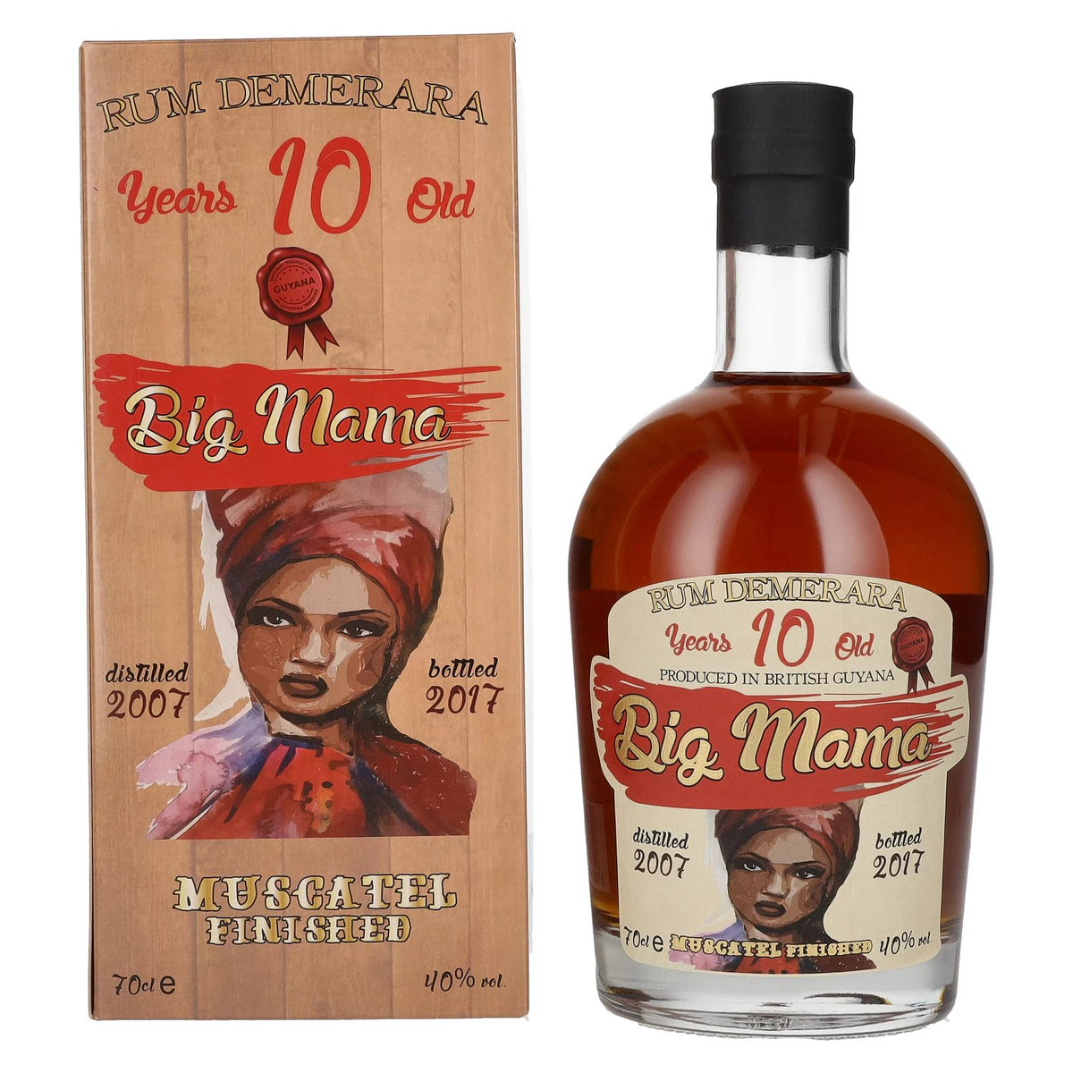 Big Mama 10 Years Old Rum Demerara Muscatel Finished 40% vol. 0,7 l in geschenkverpakking