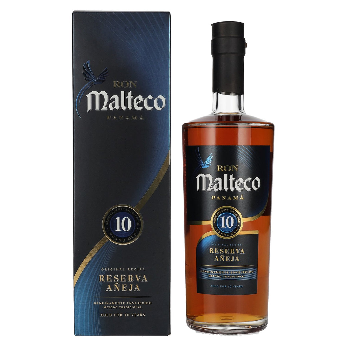 Ron Malteco 10 ans d'âge, Réserve, Vieillissement prolongé, 40 % vol., 0,7 l, dans un coffret cadeau