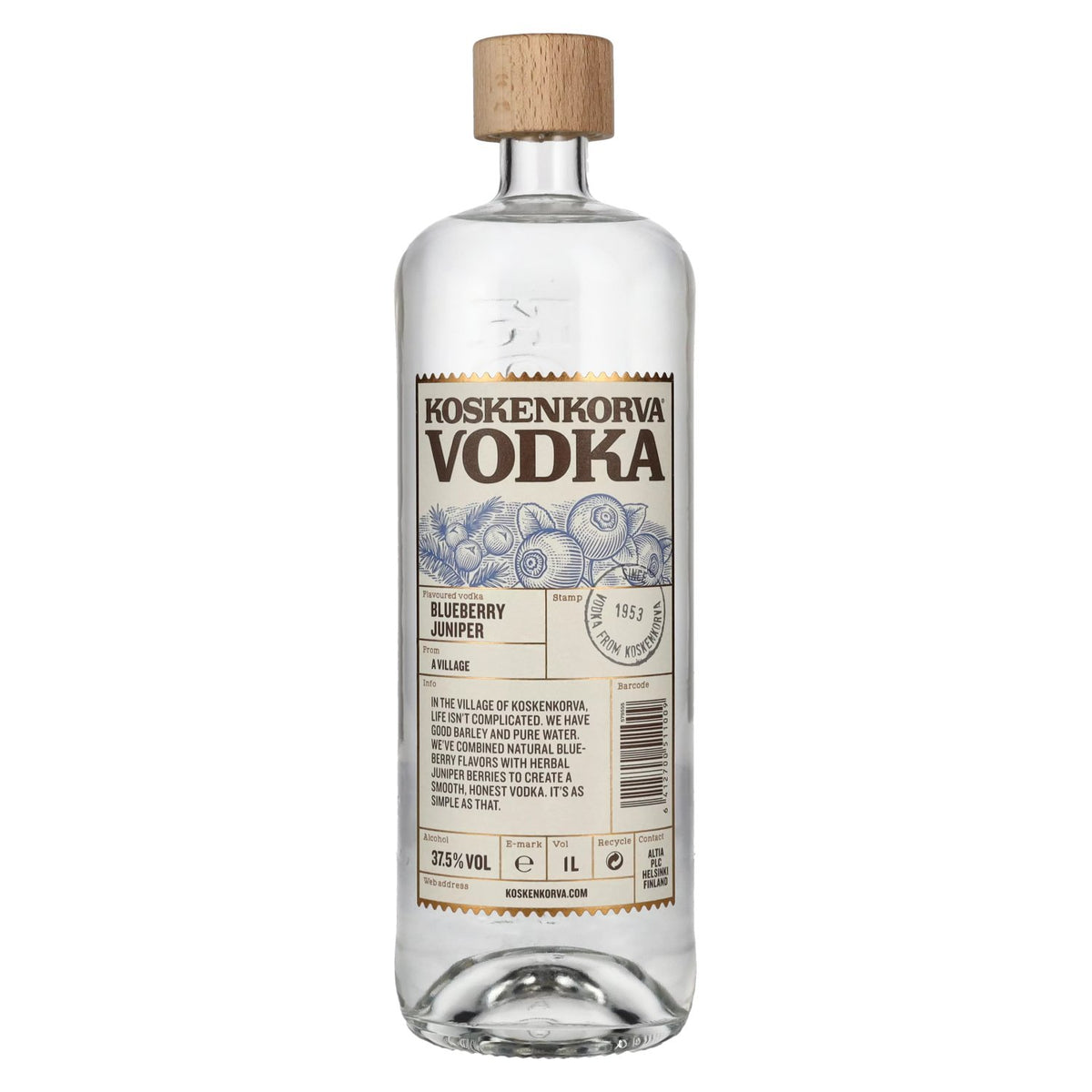 Vodka Koskenkorva aromatisée aux myrtilles et au genévrier, 37,5 % vol., 1 l