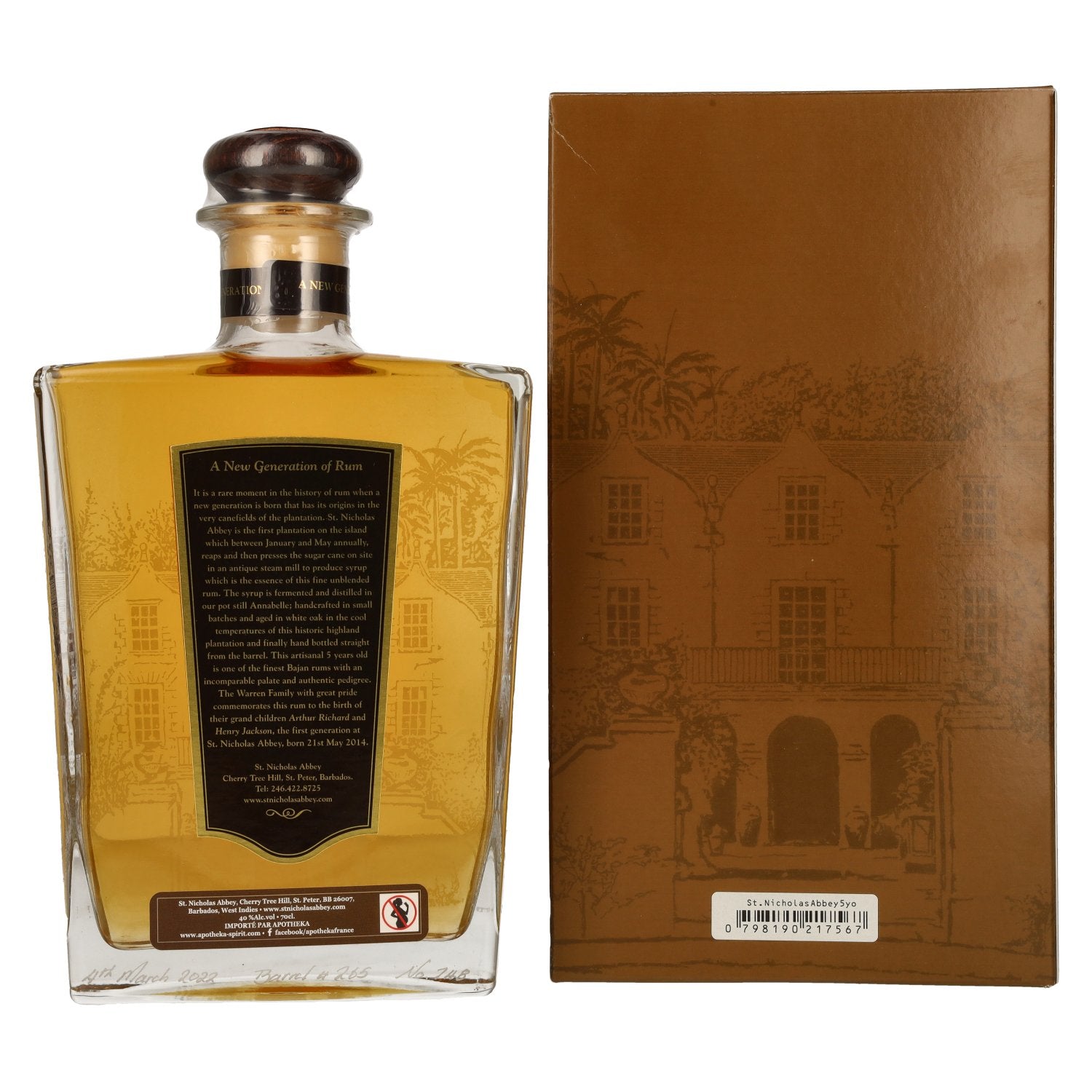 St. Nicholas Abbey Barbados Rum 5 Years Old Single Cask 40% Vol. 0,7l in geschenkverpakking