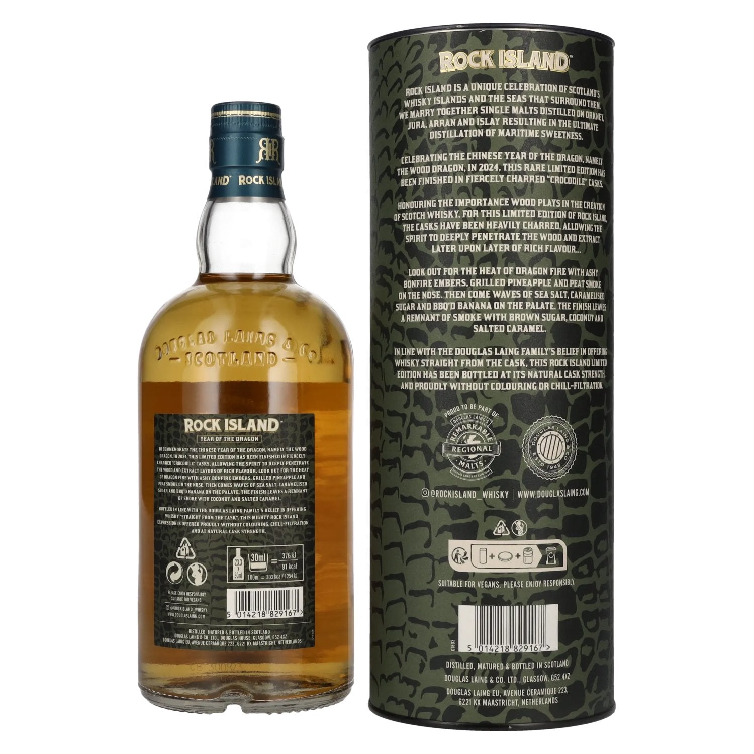 Douglas Laing ROCK ISLAND Year of the Dragon Blended Malt 54,8% Vol. 0,7l en coffret cadeau