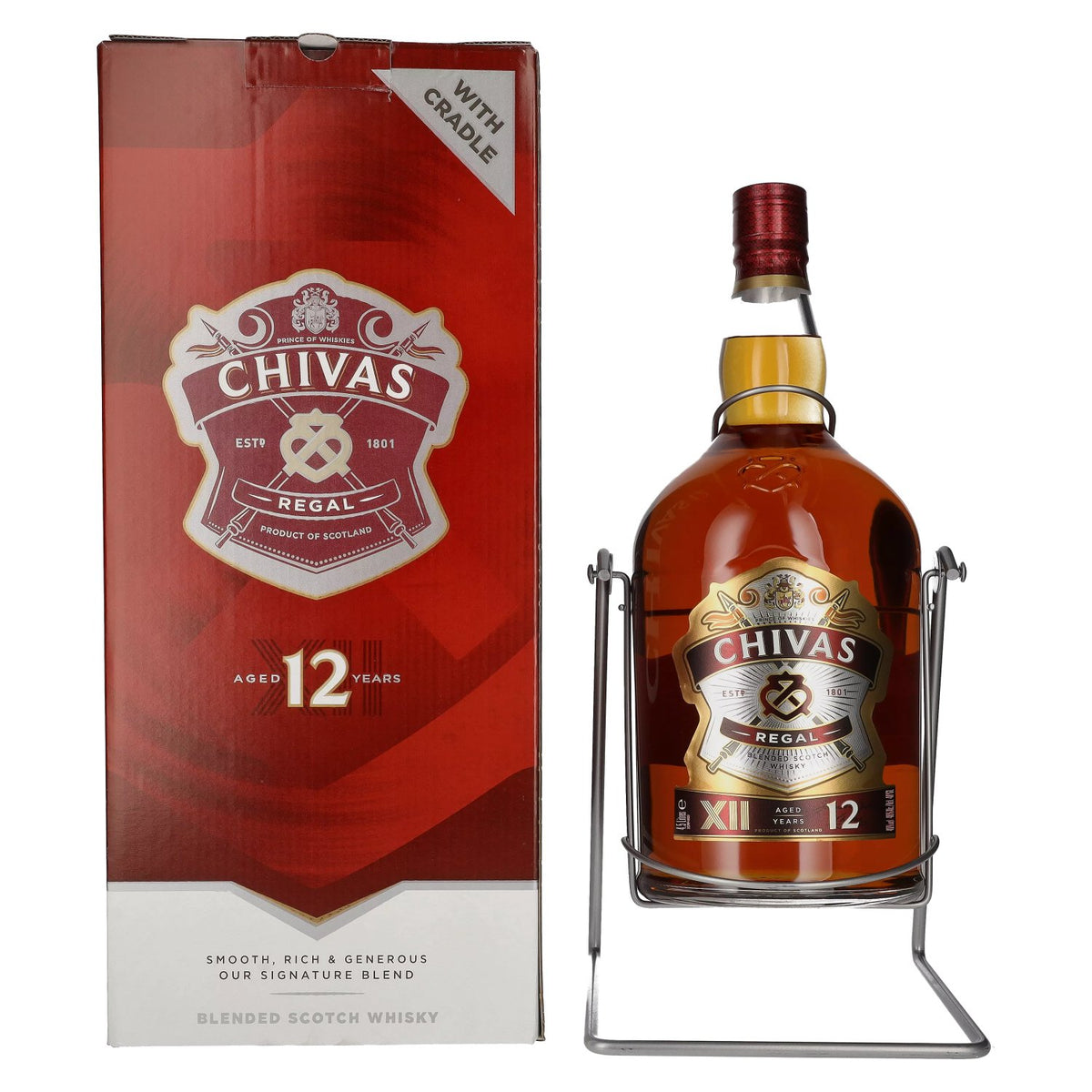 Chivas Regal 12 Years Old Blended Scotch Whisky 40% Vol. 4.5l in gift box in swing stand with pourer