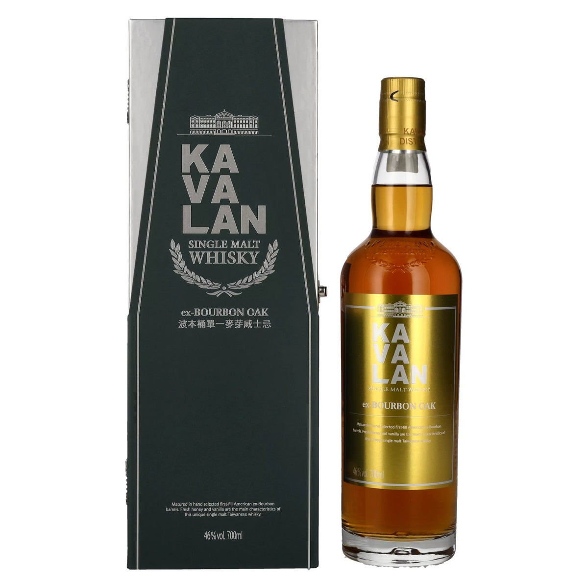 Kavalan Whisky EX-BOURBON OAK CASK, 46 % vol., 0,7 l, dans un coffret cadeau