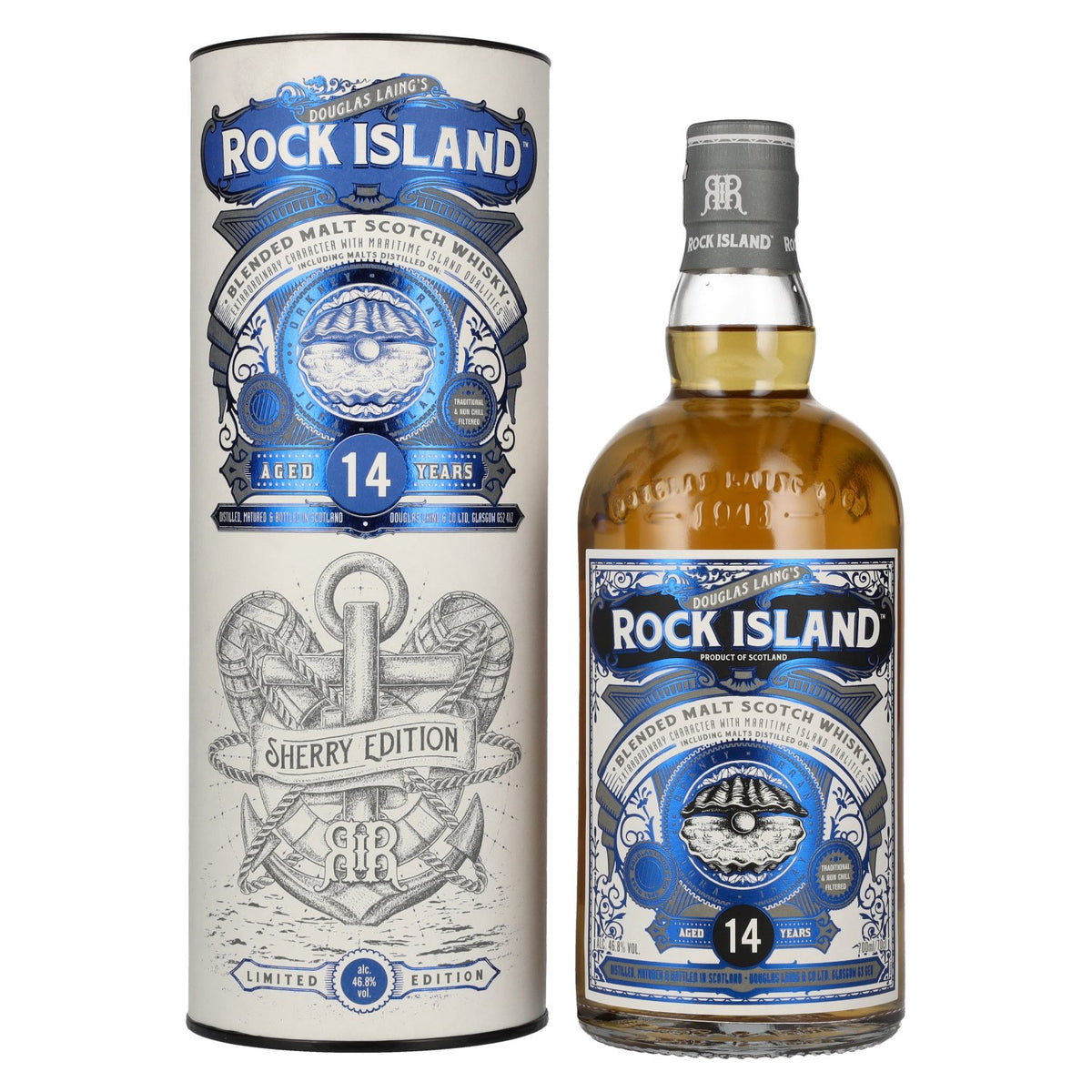 Douglas Laing ROCK ISLAND 14 ans d'âge, édition Sherry, 46,8 % vol., 0,7 l, dans un coffret cadeau
