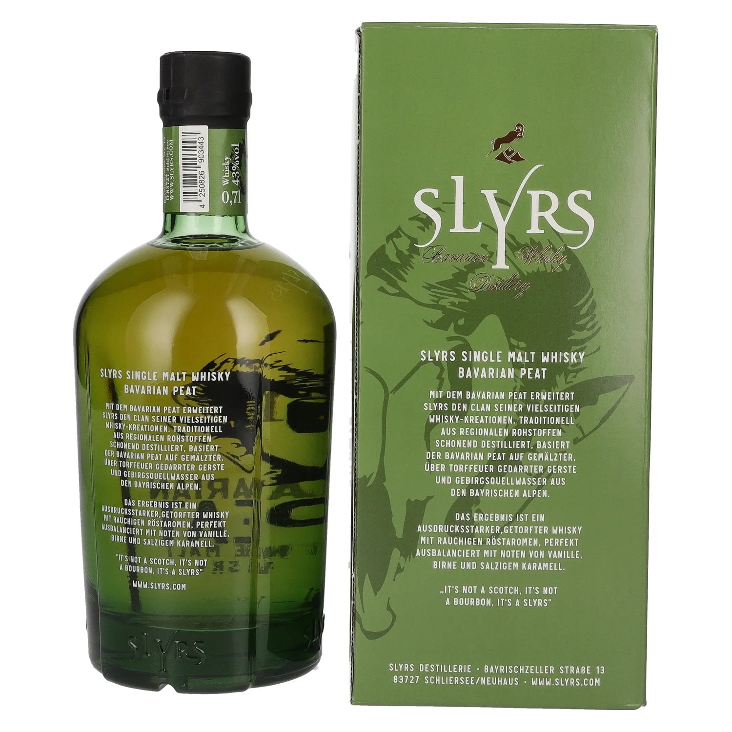 Slyrs Bavarian Peat Single Malt Whisky 43% Vol. 0,7l in Geschenkbox