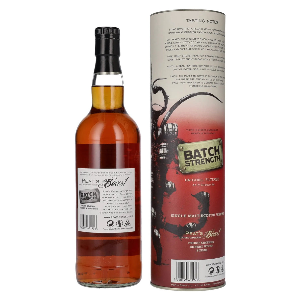 Peat's Beast BATCH STRENGTH Pedro Ximenez Sherry Wood Finish 54,1 % vol. 0,7 l dans un coffret cadeau