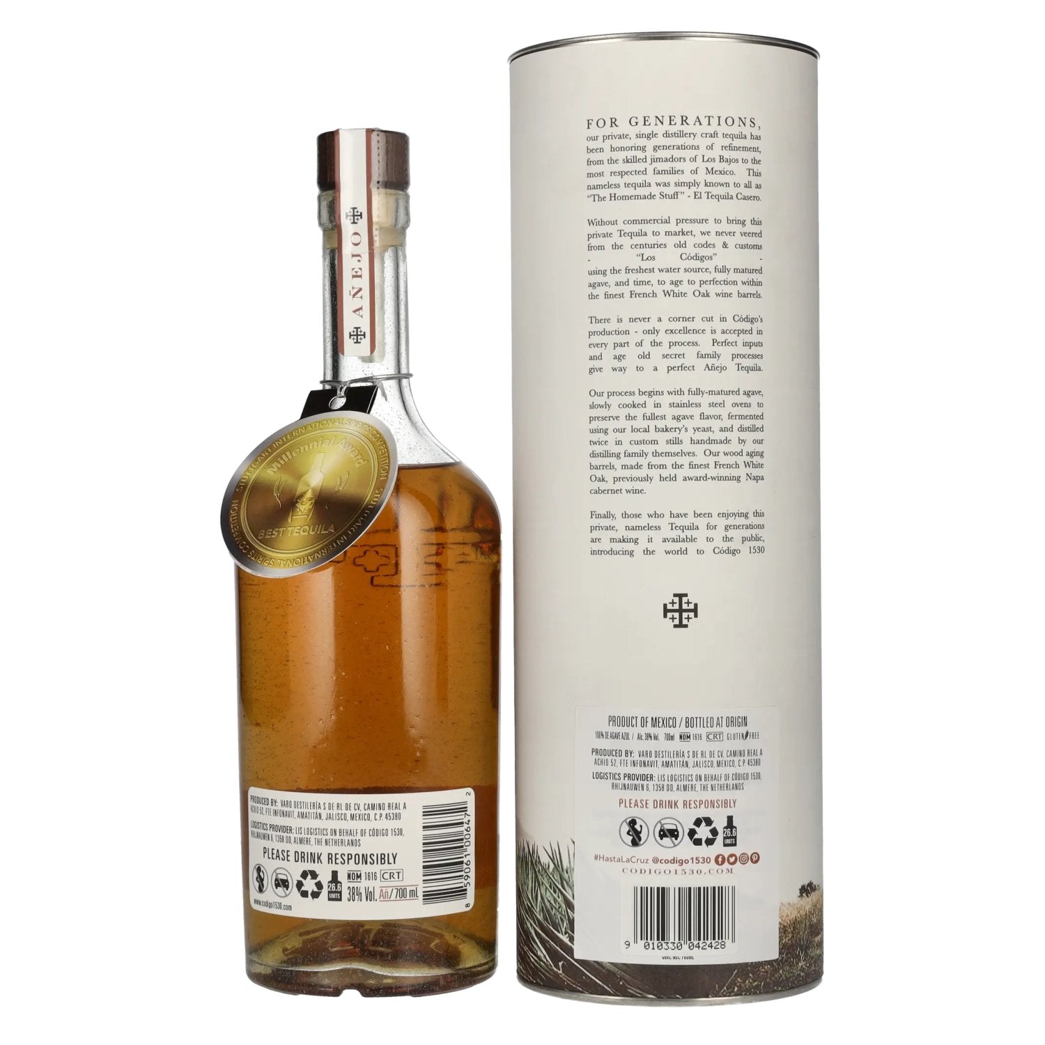 Código 1530 AÑEJO Tequila 38% Vol. 0,7l in geschenkverpakking