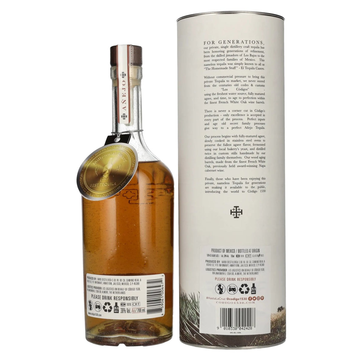 Código 1530 AÑEJO Tequila 38% Vol. 0,7l in geschenkverpakking