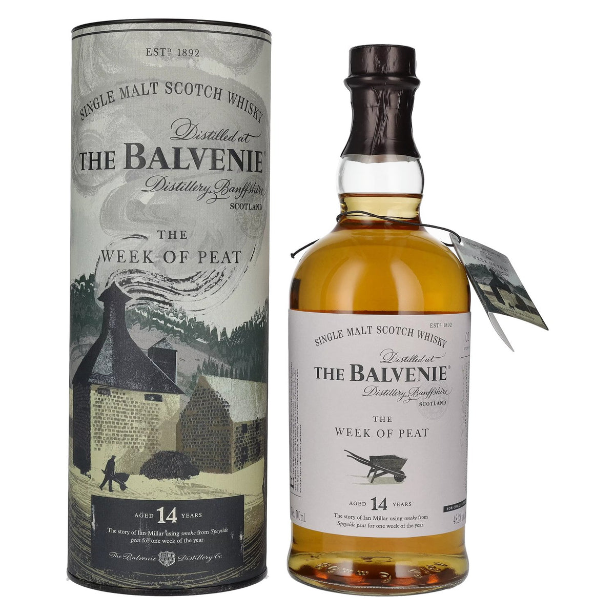 Balvenie 14 ans d'âge « The WEEK OF PEAT » 48,3 % vol. 0,7 l dans un coffret cadeau
