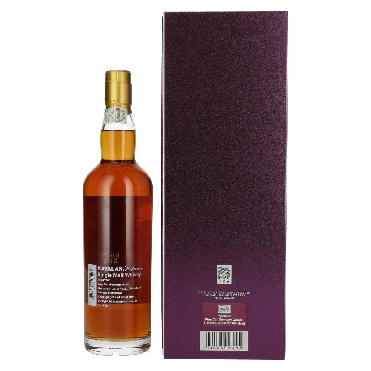 Kavalan Whisky PODIUM single malt 46 % vol., 0,7 l, dans un coffret cadeau