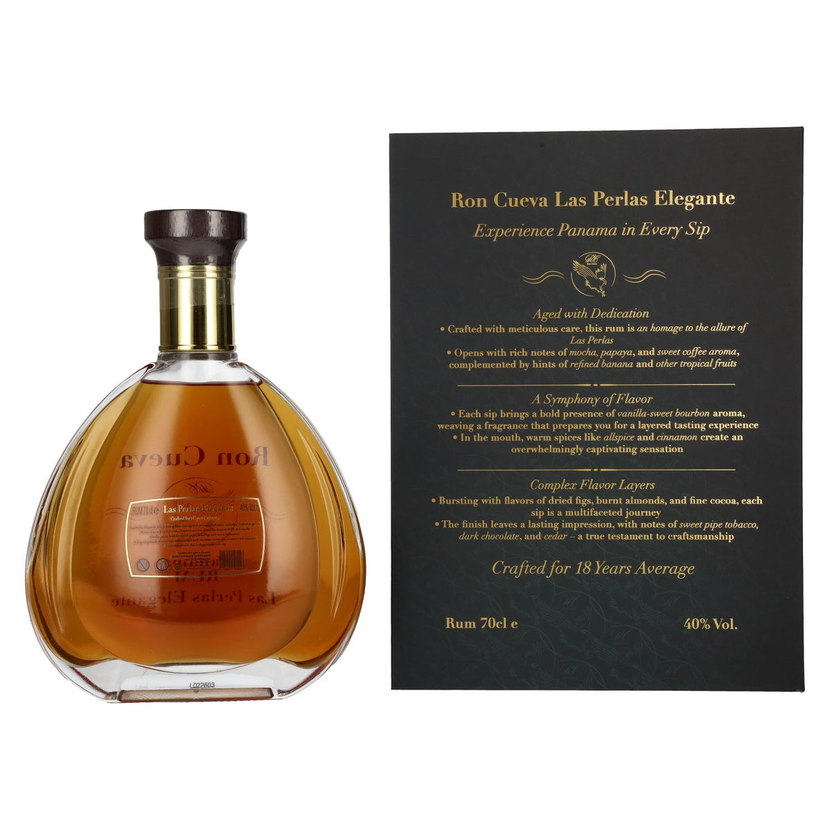 Ron Cueva 18 Years Old Panama Rum Las Perlas Elegante 40% vol. 0,7 l in geschenkverpakking