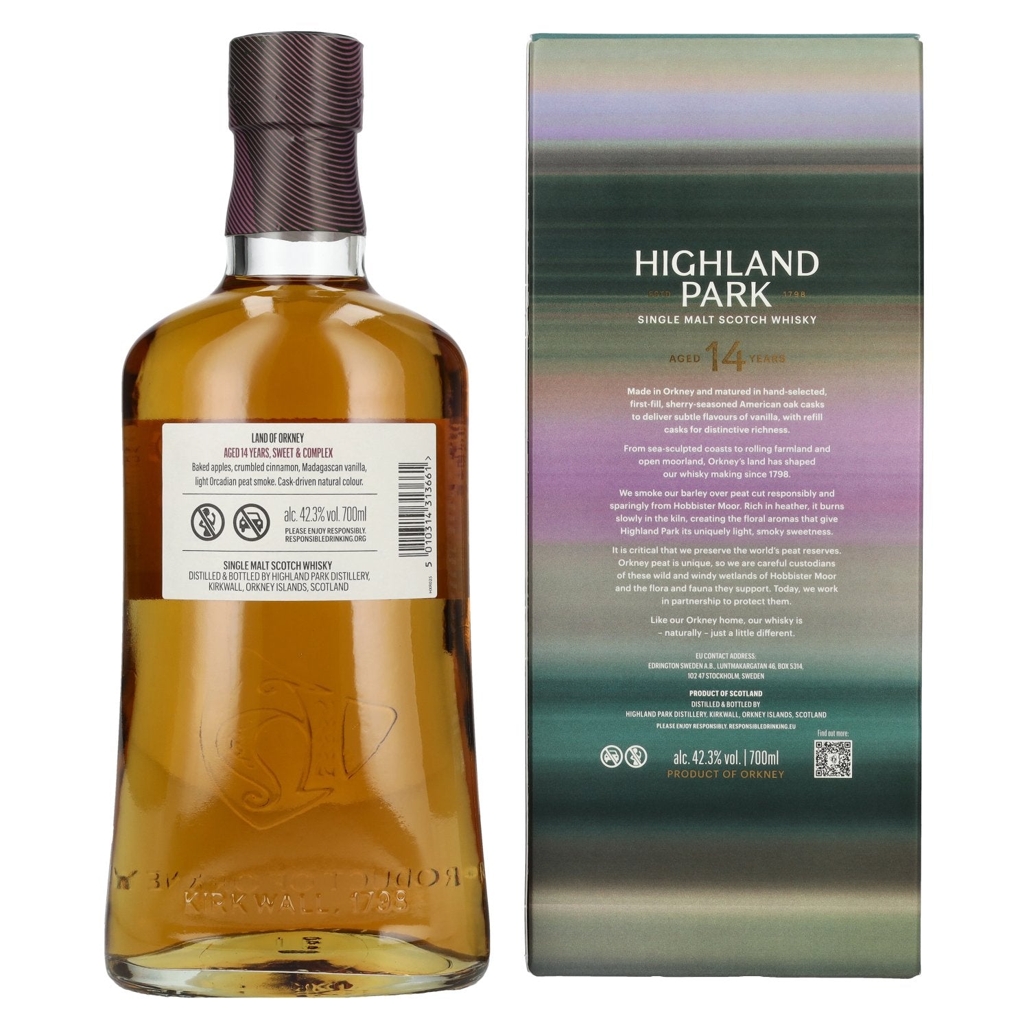 Highland Park 14 Years Old LAND OF ORKNEY Single Malt Scotch Whisky 42,3% Vol. 0,7l en boîte cadeau