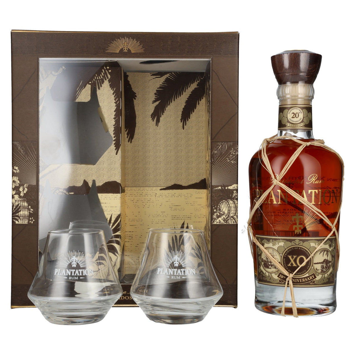 Plantation Rum BARBADOS XO 20th Anniversary 40% vol. 0.7 l in a gift box with 2 glasses