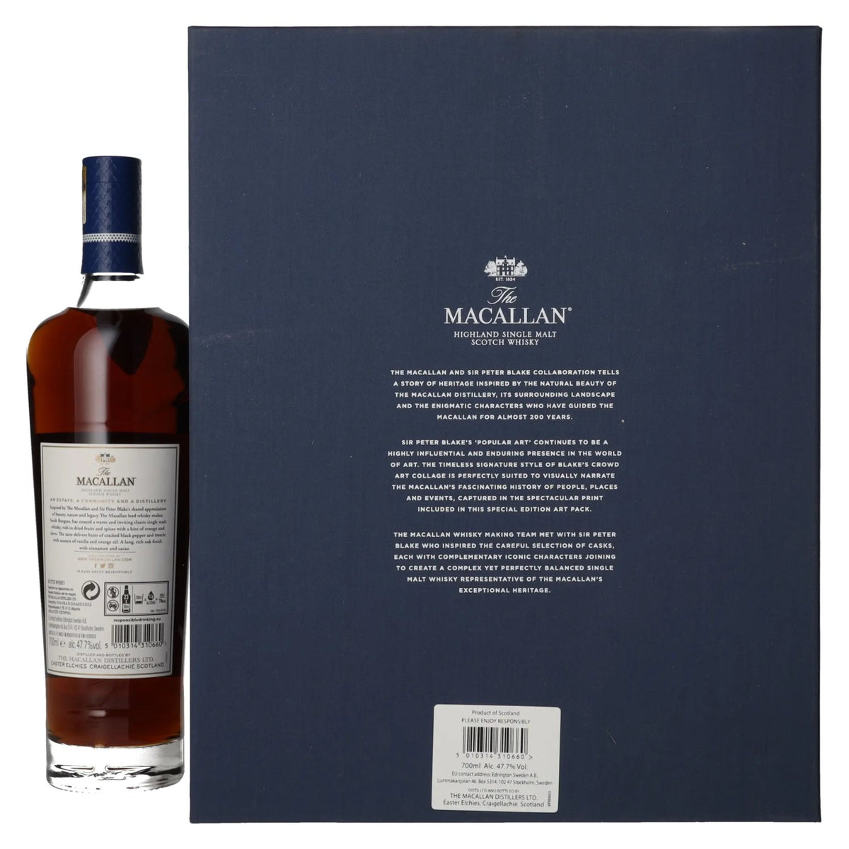 The Macallan SIR PETER BLAKE Highland Single Malt Scotch Whisky 47.7% ABV 0.7l in a gift box