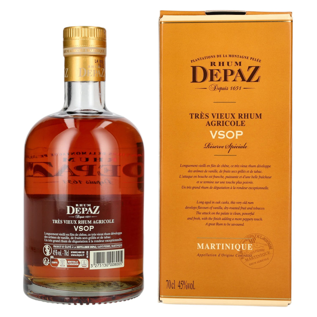 Depaz Rhum Très Agricole Vieux VSOP 45% vol. 0,7 l in geschenkverpakking