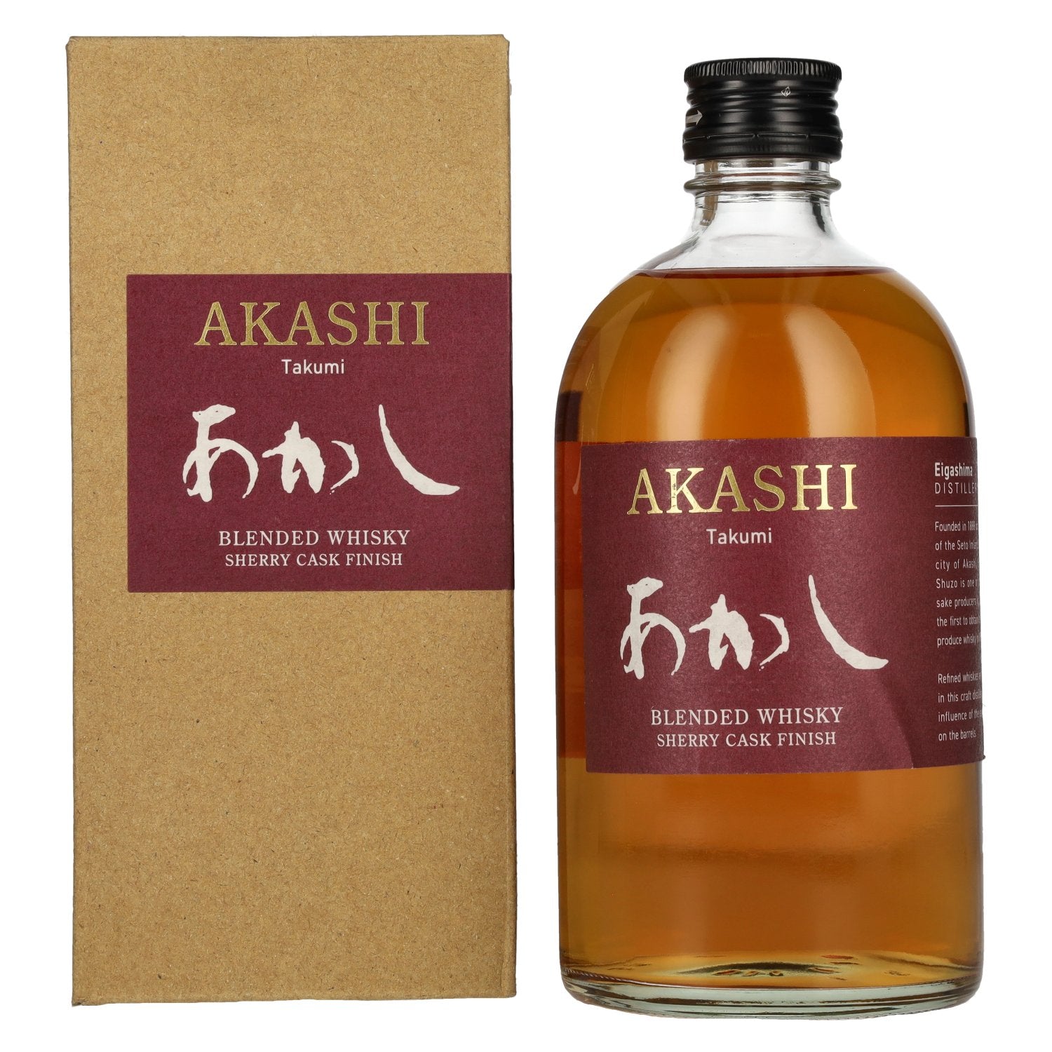 AKASHI Takumi Sherry Cask Finish Japanese Blended Whisky 40% Vol. 0,5l in Geschenkbox