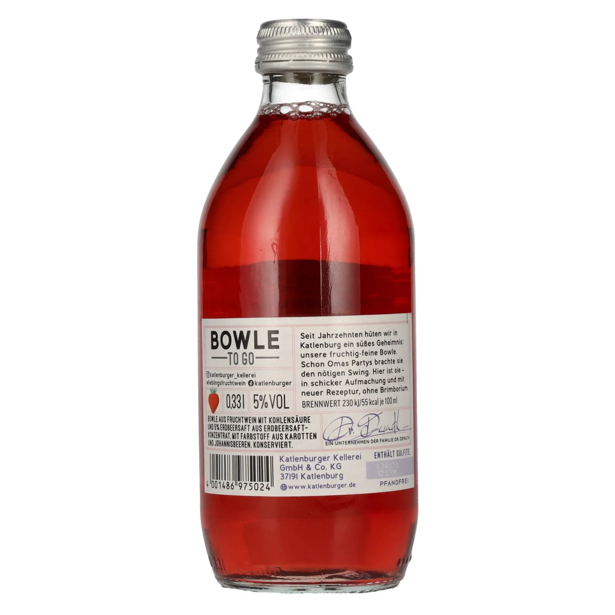 Katlenburger Bowle-To-Go Erdbeer 5% Vol. 0,33l