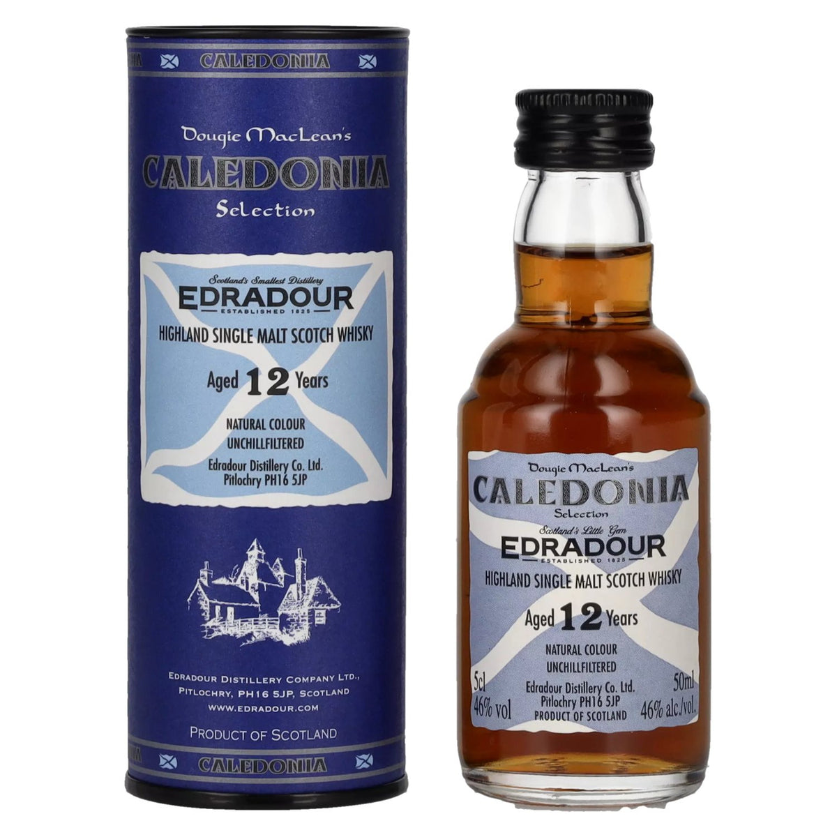 Edradour CALEDONIA 12 ans d'âge, single malt des Highlands, 46 % vol., 0,05 l, dans un coffret cadeau