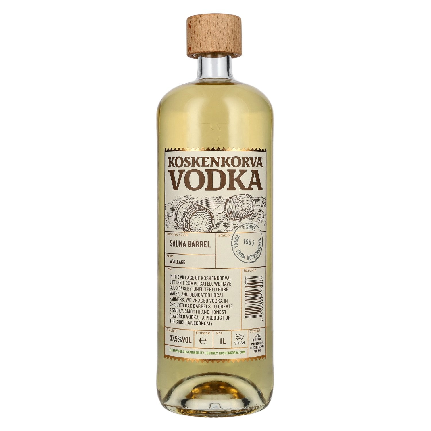 Vodka Koskenkorva SAUNA BARREL 37,5 % vol. 1 l