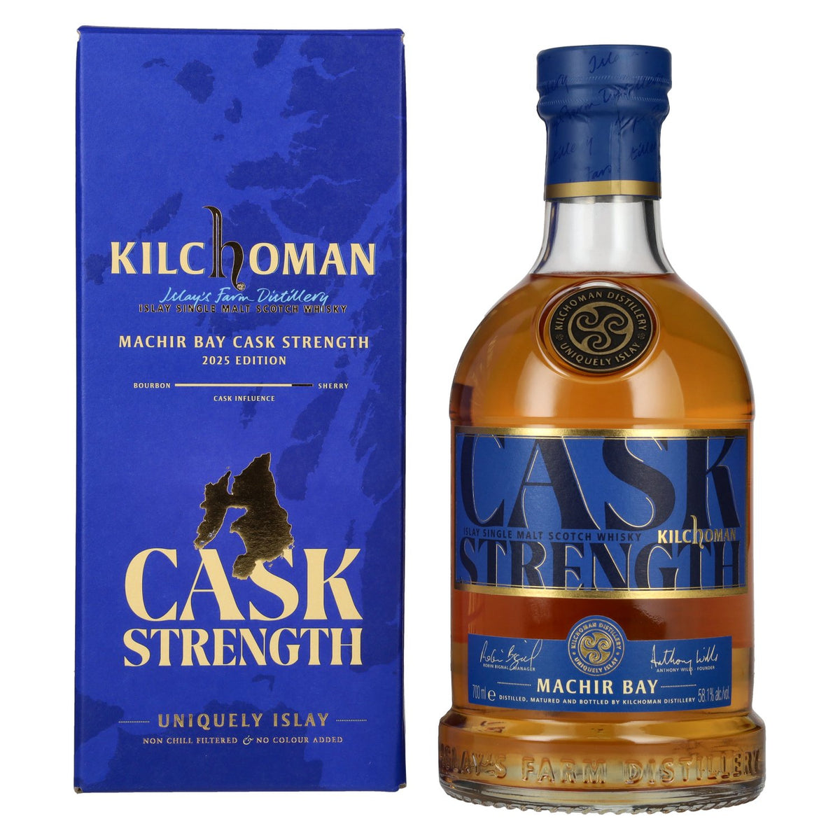 Kilchoman MACHIR BAY Cask Strength, whisky single malt d'Islay, édition 2025, 58,1 % vol., 0,7 l, dans un coffret cadeau