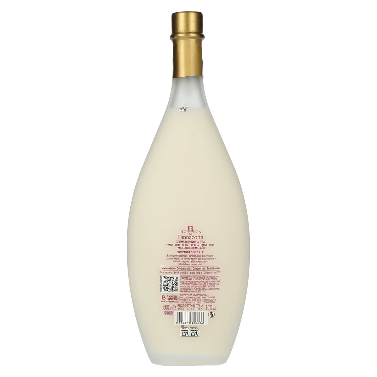 Bottega Crema di PANNACOTTA, liqueur crémeuse, 15 % vol., 0,5 l