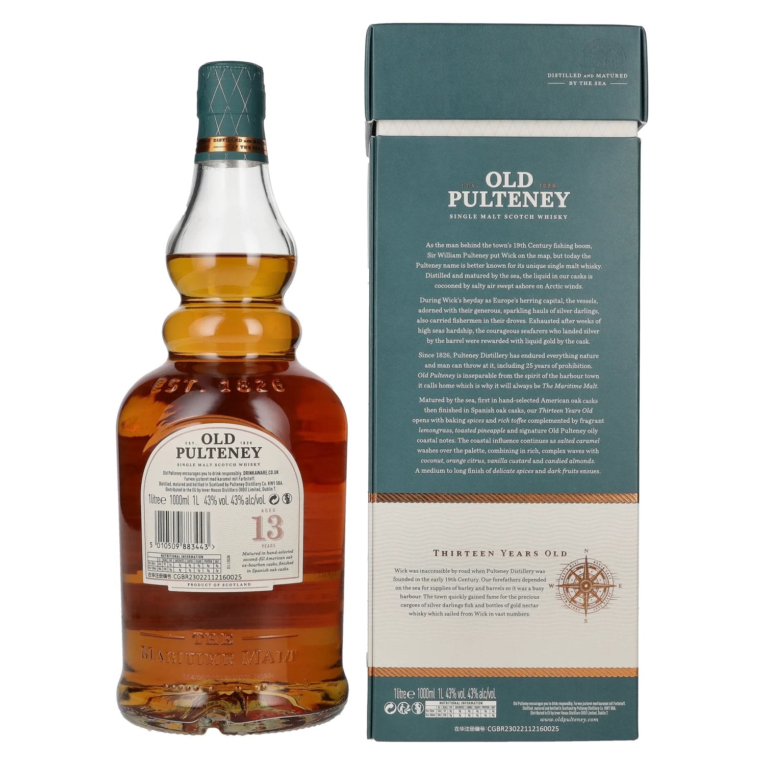 Old Pulteney 13 Years Old Single Malt Scotch Whisky 43% Vol. 1l in gift box