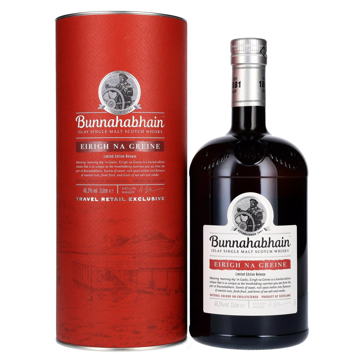 Bunnahabhain EIRIGH NA GREINE Islay Single Malt Scotch Whisky 46,3% Vol. 1l in geschenkverpakking