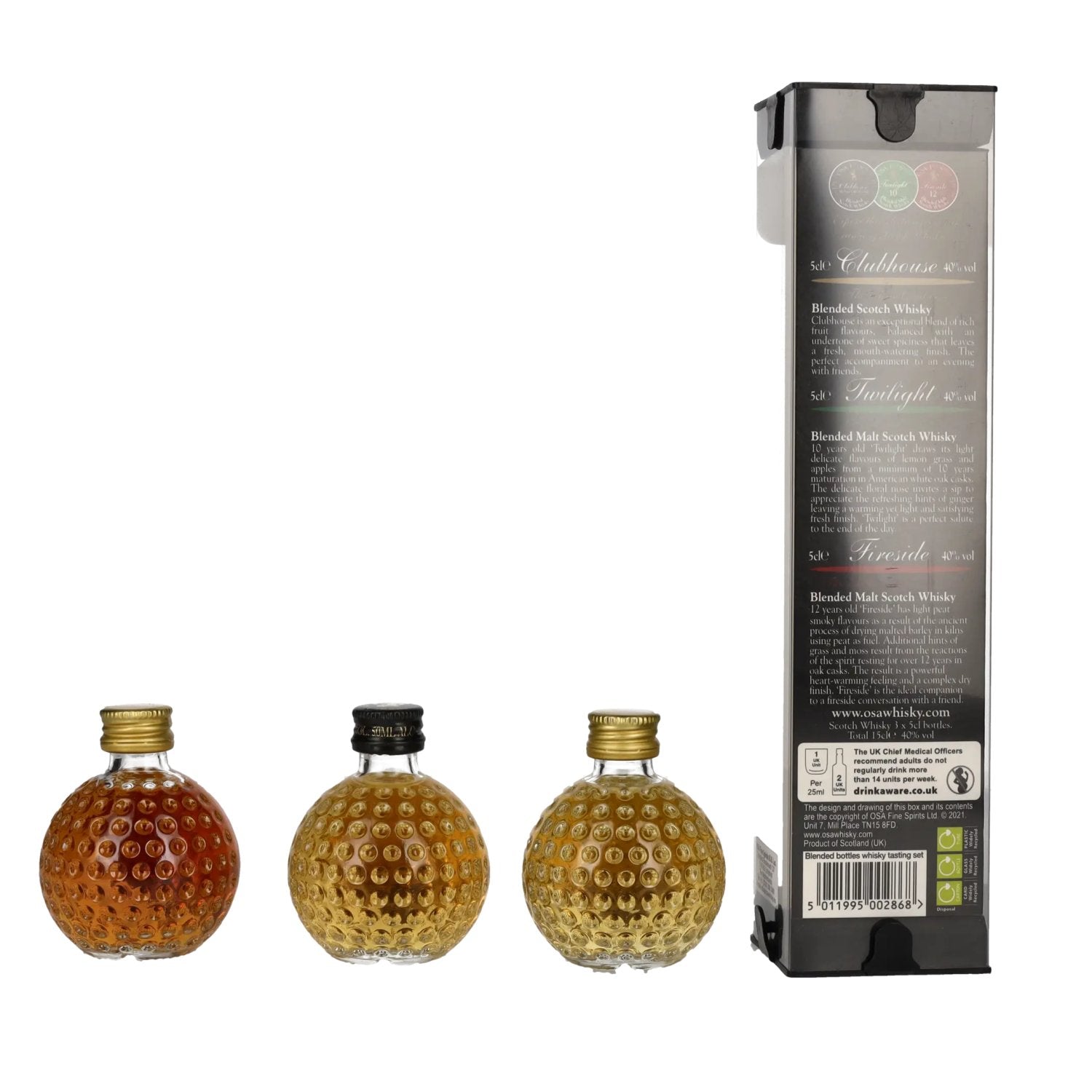 OSA Fine Spirits Blended Bottles Tasting Set 40% Vol. 3x0,05l en boîte cadeau