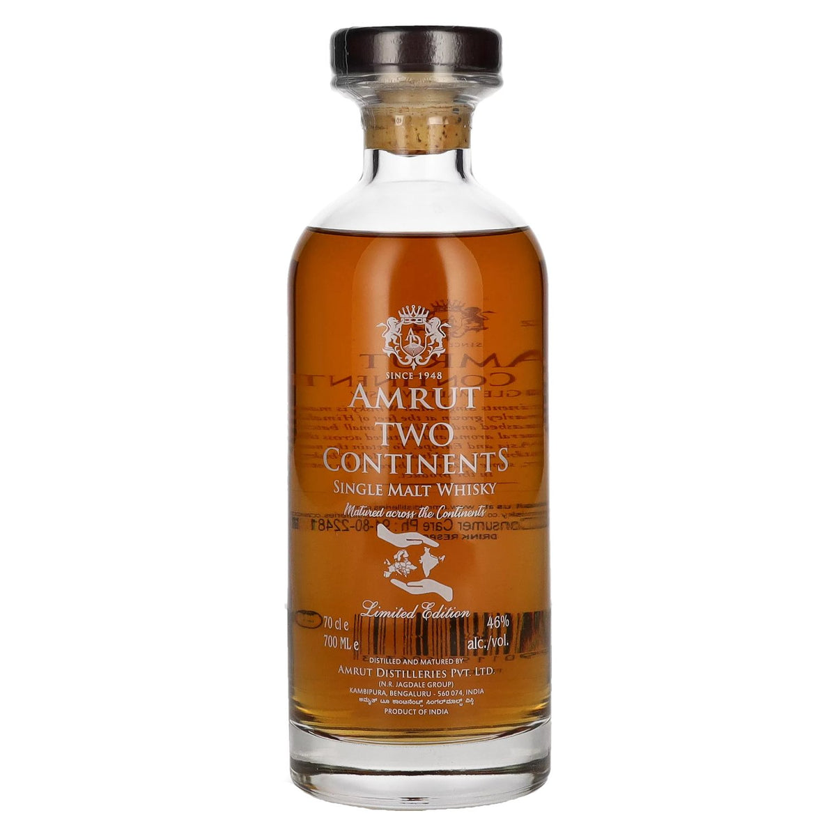 Amrut TWO CONTINENTS India Single Malt Whisky Batch nr. 4 46% vol. 0,7 l