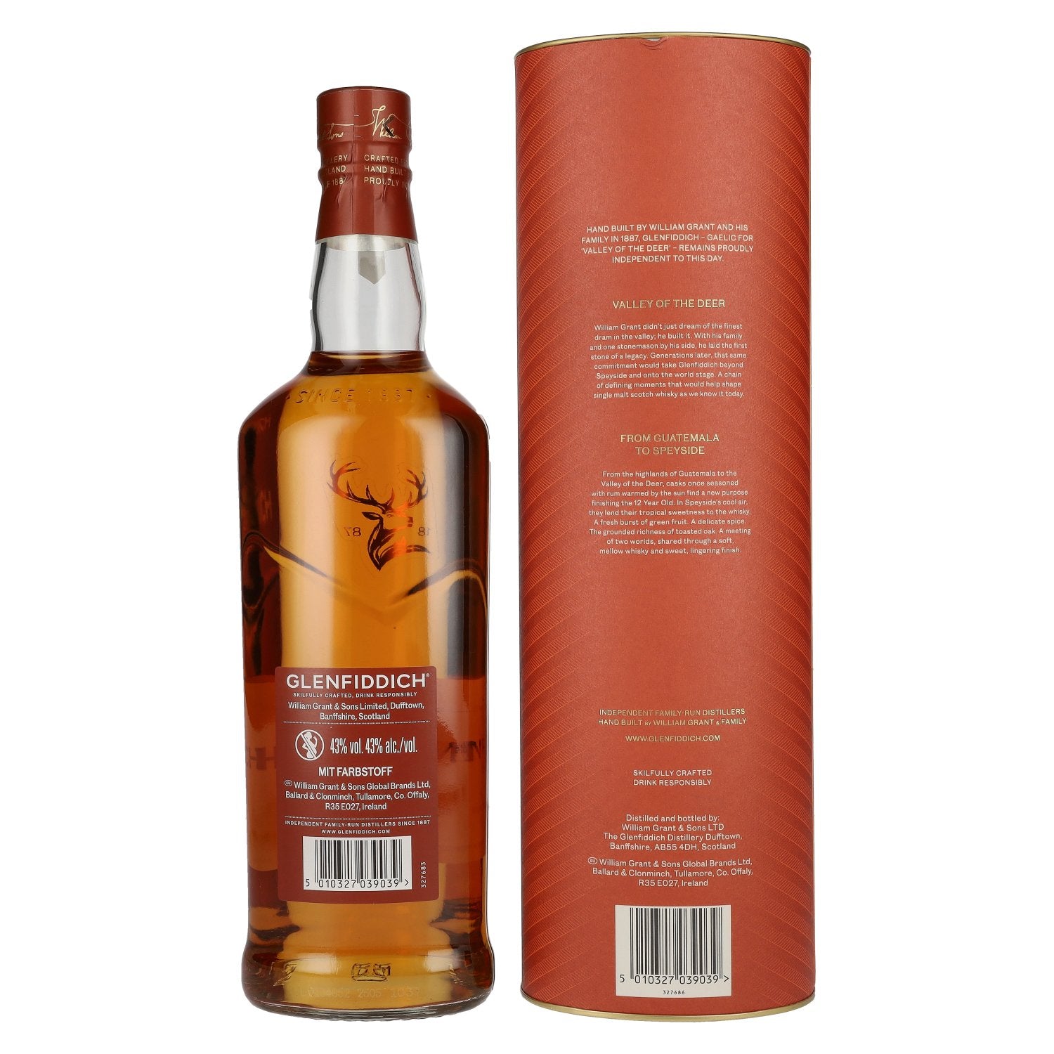 Glenfiddich 12 Years Old Rum Cask Single Malt Travel Exclusive 43% vol. 1 l in geschenkverpakking