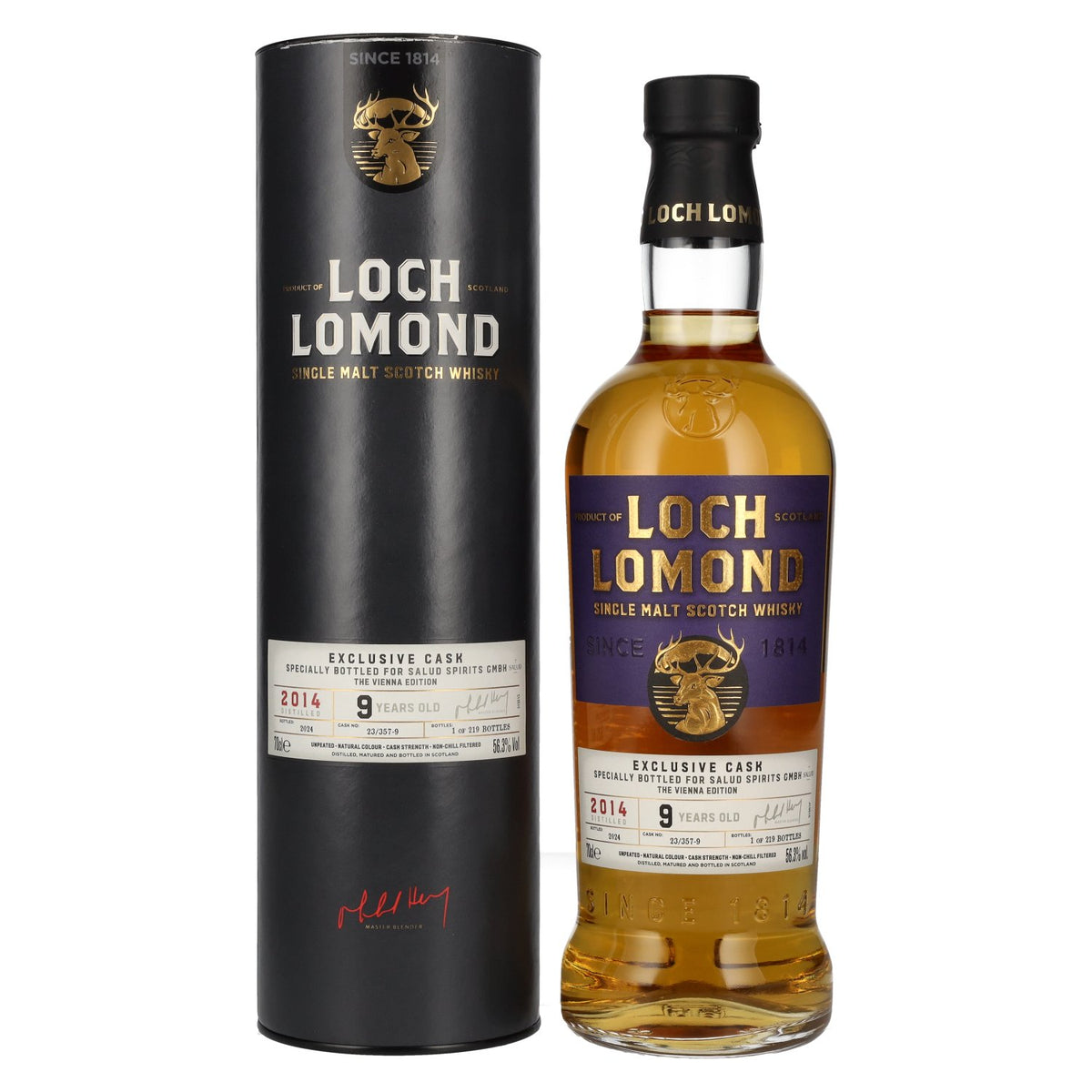 Loch Lomond 9 ans d'âge VIENNA EDITION Exclusiv Cask Single Malt Scotch Whisky 56,3 % vol. 0,7 l dans un coffret cadeau