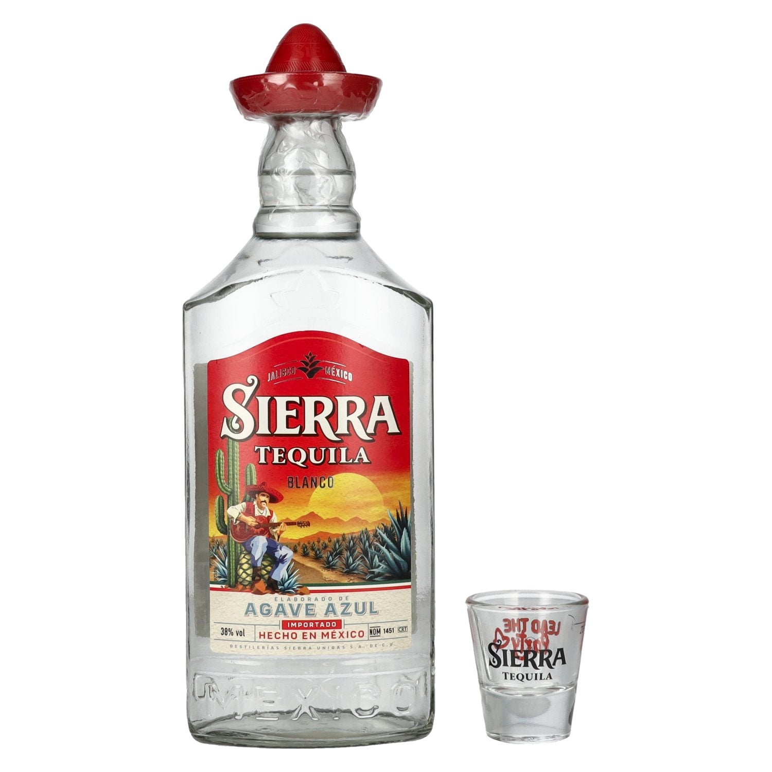 Sierra Tequila Blanco 38% Vol. 0,7l met glas