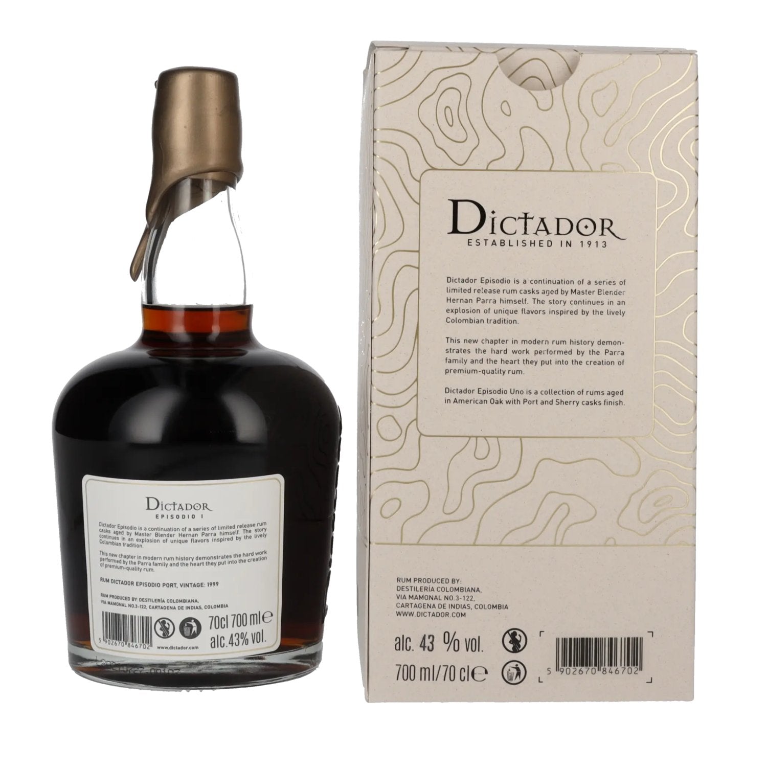 Dictador EPISODIO I 22 Years Old PORT CASK Rum 1999 43% Vol. 0,7l in gift box