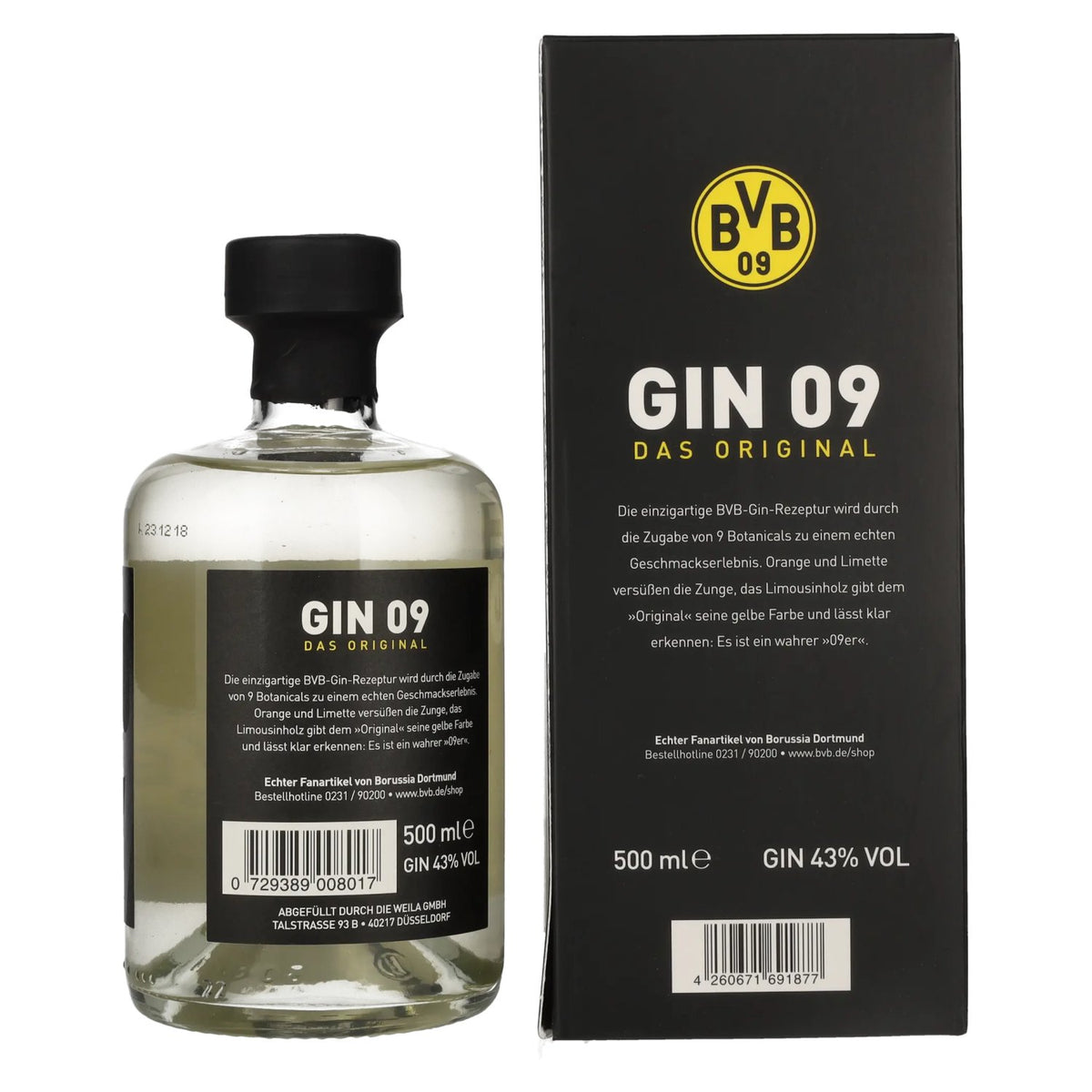 BVB Gin 09 L'original 43 % vol. 0,5 l dans un coffret cadeau