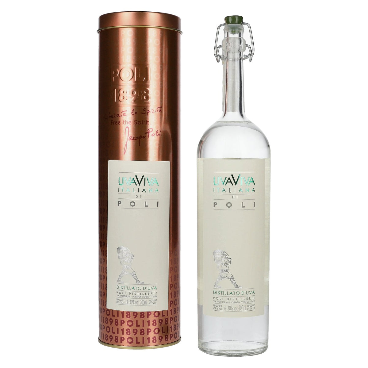 Poli UVAVIVA Italiana 40 % vol., 0,7 l, en boîte métallique