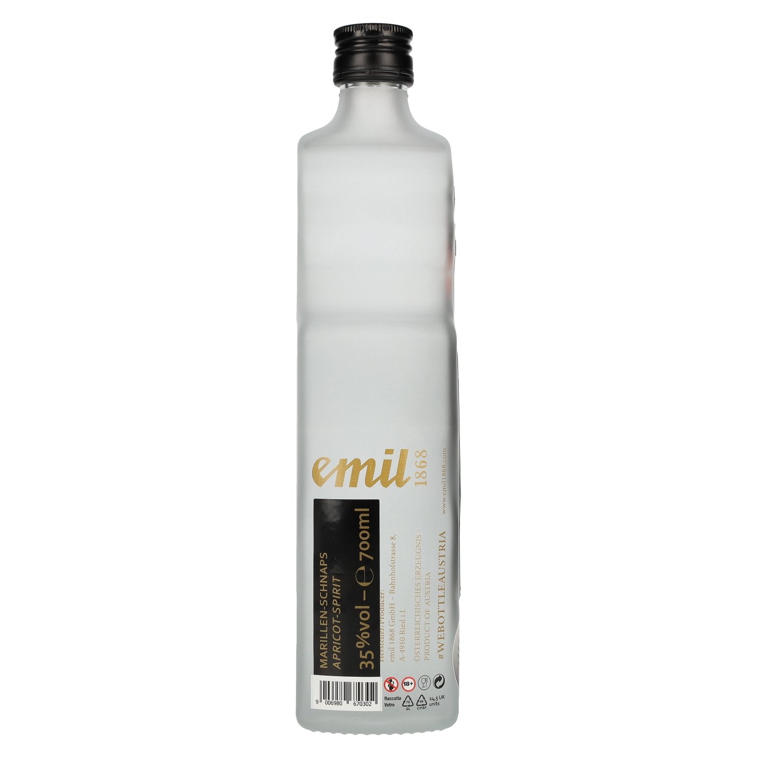 emil 1868 Apricot Schnapps 35% vol. 0.7 l in an Austrian bottle
